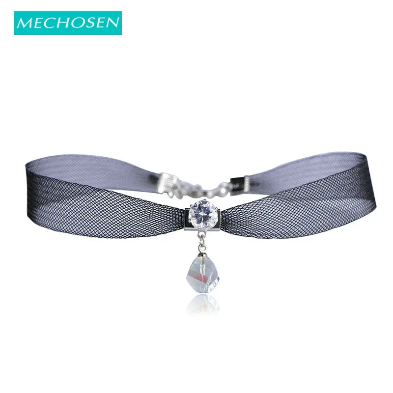 MECHOSEN Lace Chokers Necklaces For Women Sparkling Cubic Zirconia Pendant charms Collier Colar Mujer Party Jewelry chakra wicca | Украшения