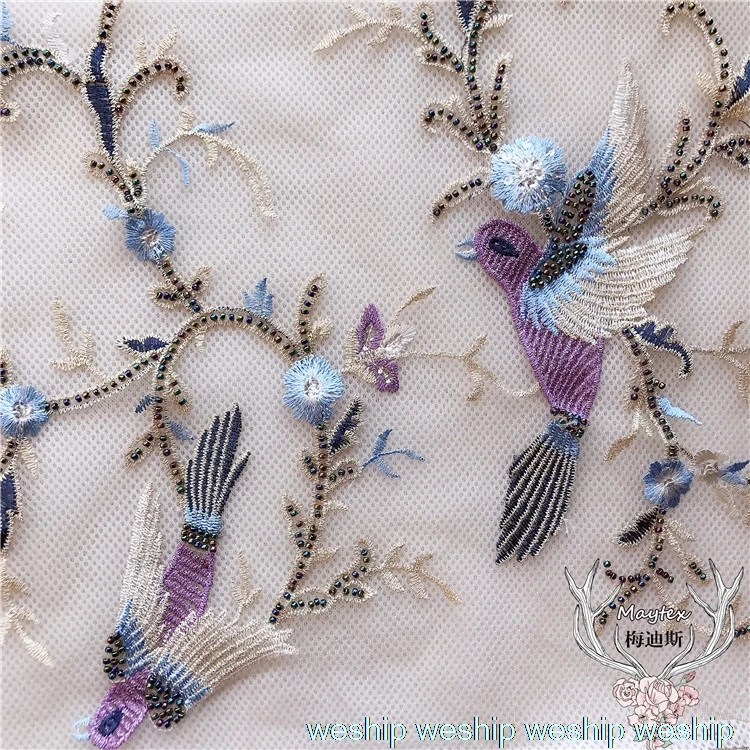 Цветные 3D кружевные вышивки цветочные патчи с птицами блестки переводки