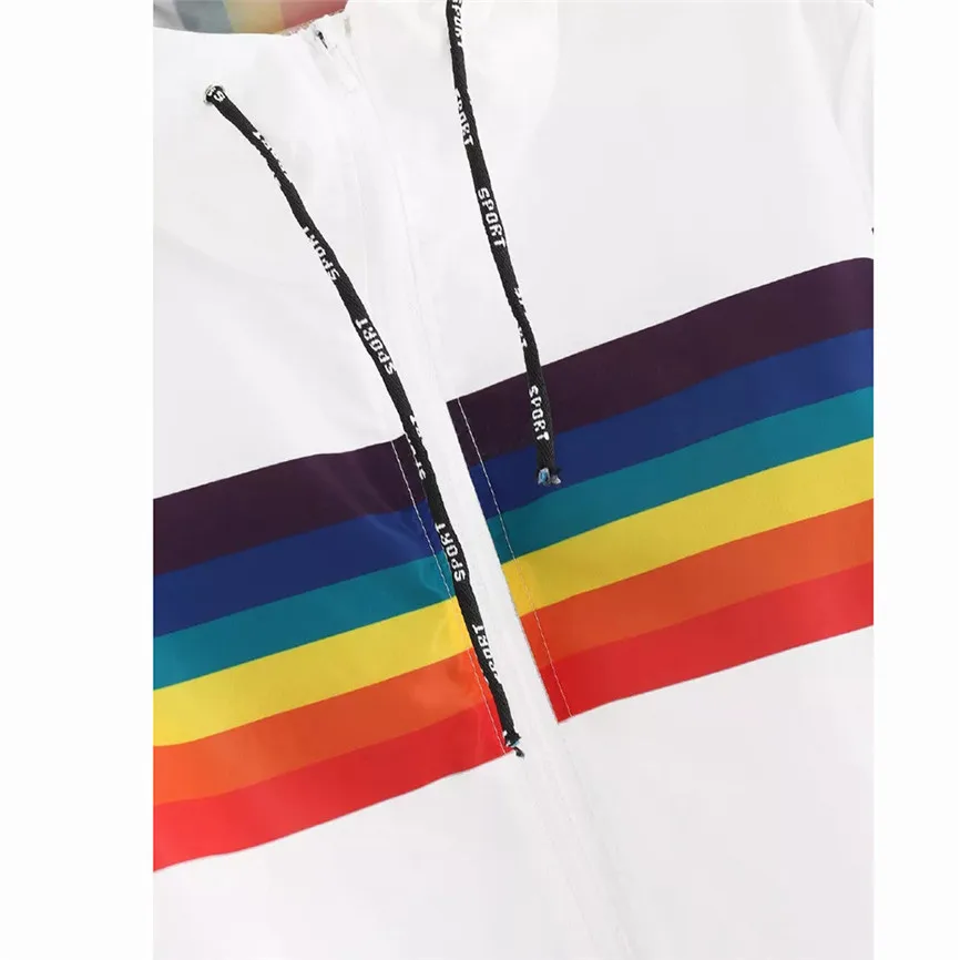 Женская толстовка с капюшоном SAGACE Радужное лоскутное пальто длинным рукавом и