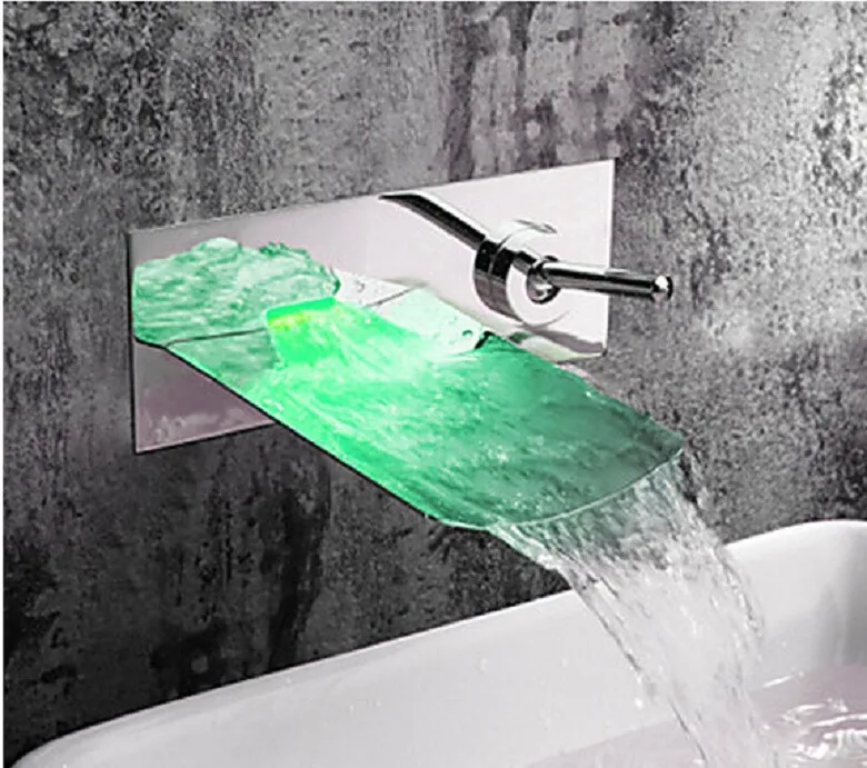 Бесплатная доставка настенный светодиодный кран для ванной комнаты с одной