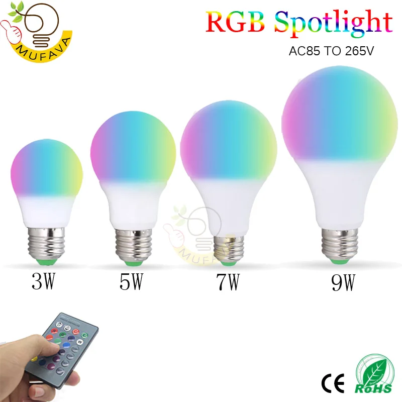 1 шт./лот 5 Вт 3 7 9 RGB лампа E27 GU10 GU5.3 Светодиодная для сцены 16 видов цветов дома 85 265 в
