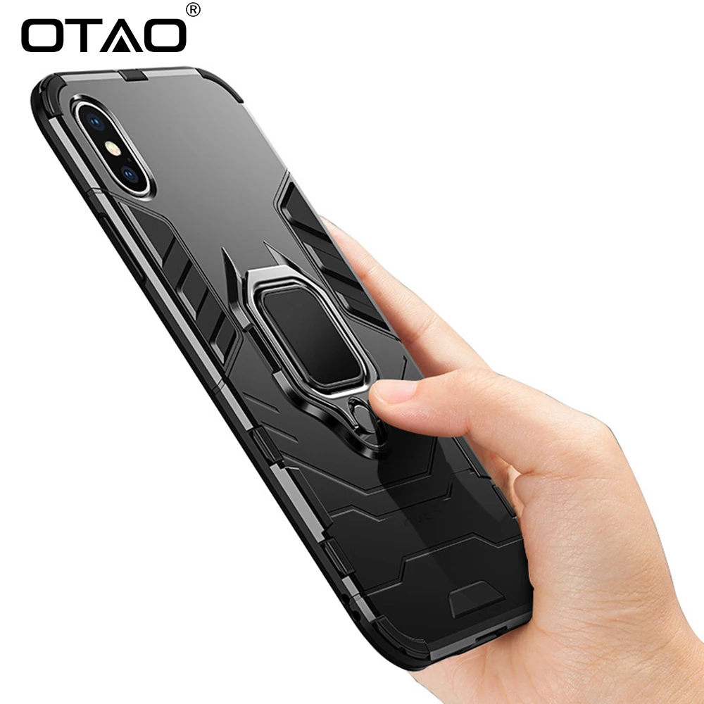 OTAO Magnetic Car Case For iPhone XS MAX XR X 8 Plus 7 6 6s Armor Shockproof 360 Finger Ring Magnet Stand Holder Cover | Мобильные