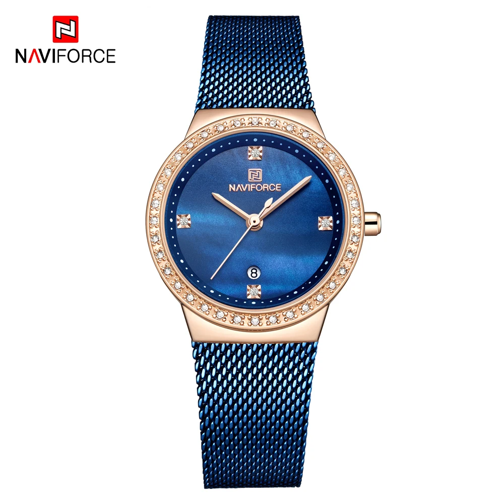 NAVIFORCE модные женские часы простые Кварцевые водонепроницаемые наручные