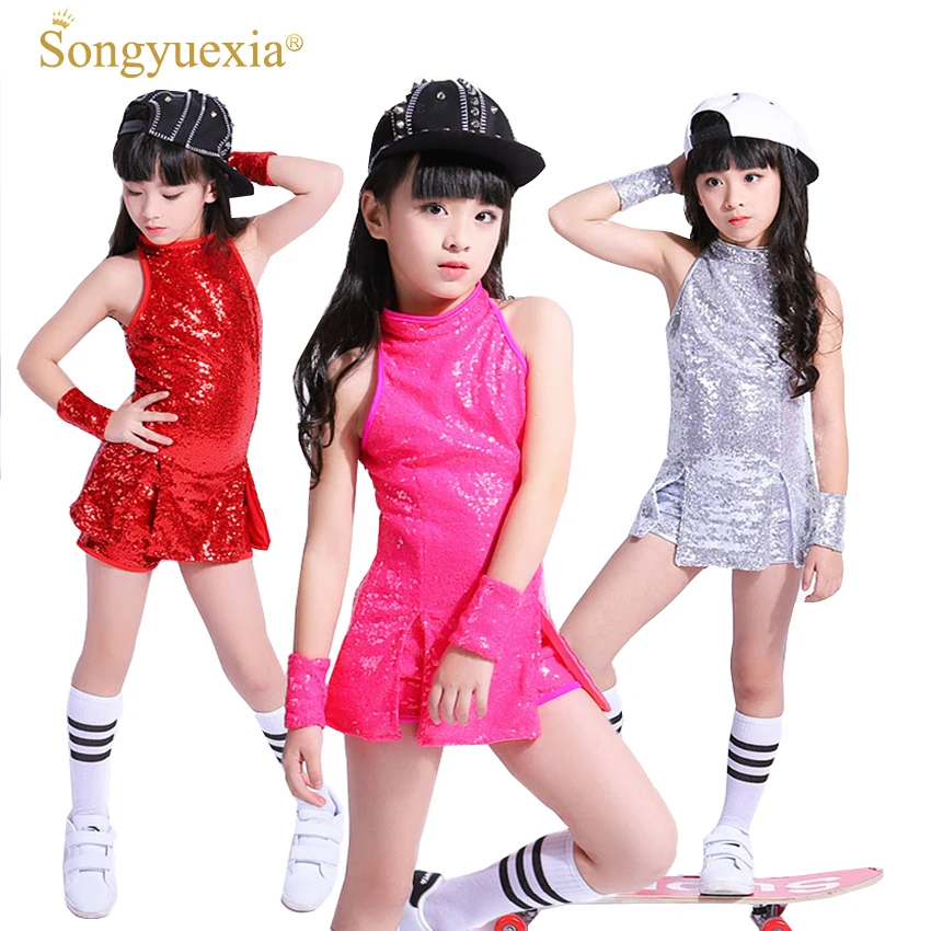 

SONGYUEXIA Girls Jazz Dance Set Stage Dress Hip-hop Suit for Kids Cheerleading Performance Costumes Dress For Child 4XL