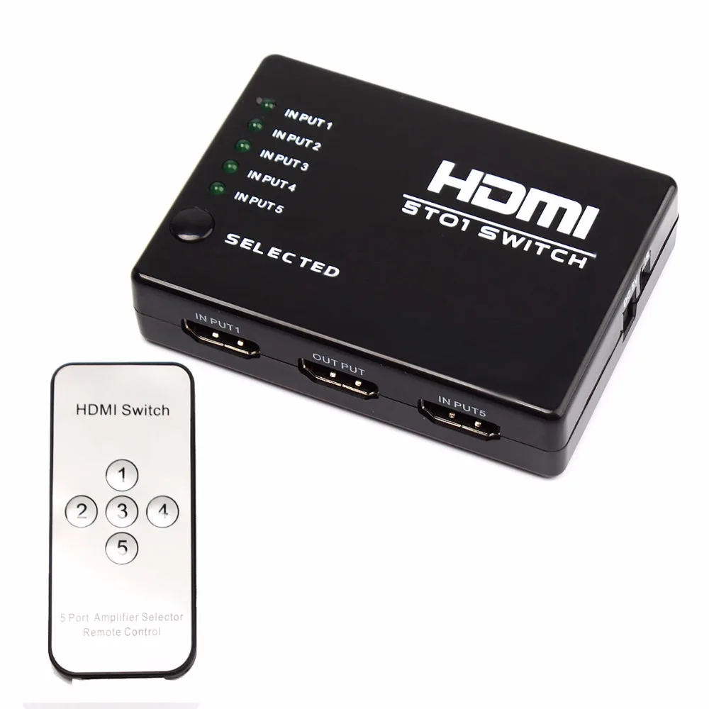 5 в 1 out портов Full HD Пульт дистанционного управления 1080P 3D HDMI переключатель