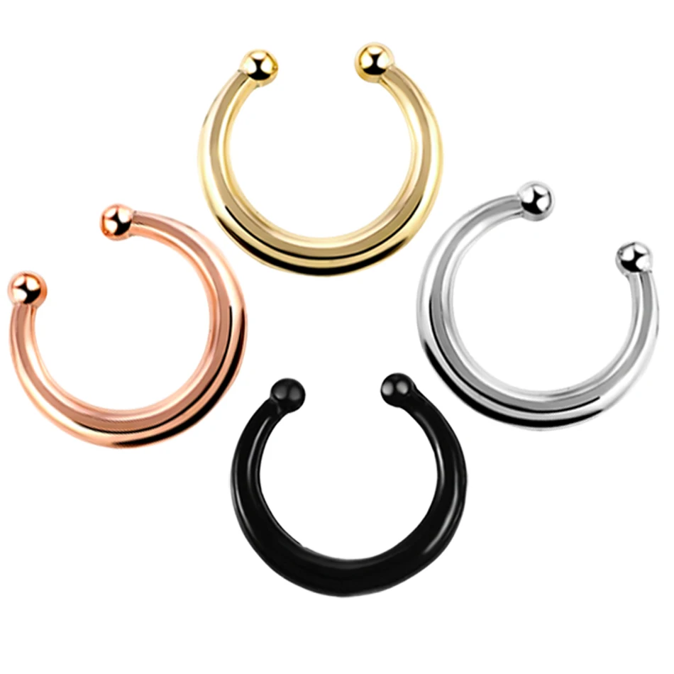 1 шт. медная поддельная перегородка для пирсинга 16 г пирсинг носа розовое золото