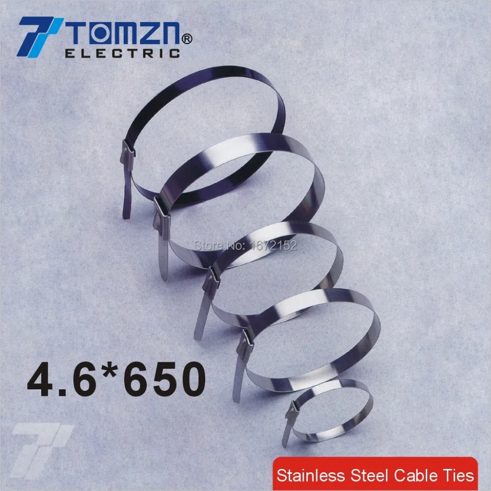 

100pcs 4.6mmx650mm STAINLESS STEEL ZIP CABLE TIES LOCK TIE WRAP