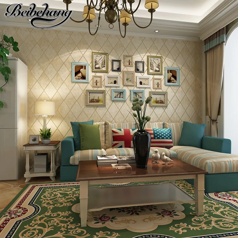 Beibehang Papel de parede Бронзированная Американская деревня 3D стерео жемчуг квадратная