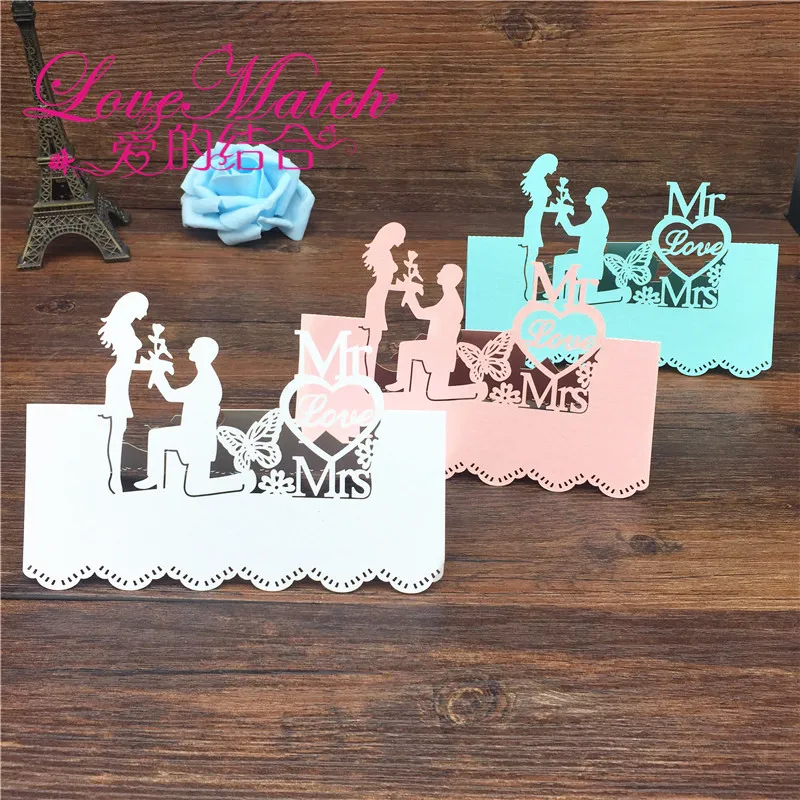 30 шт. Жених и невеста Лазерная резка свадебный стол место карты Название