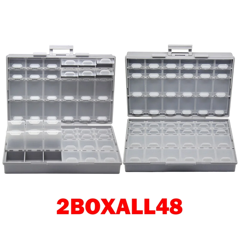 AideTek 2 единицы резистора конденсатора электроники SMD хранения ящики и организовать 0603 0402 0805 1206 пластмассы ящик для инструментов 2 коробки - Цвет: 2BOXALL48