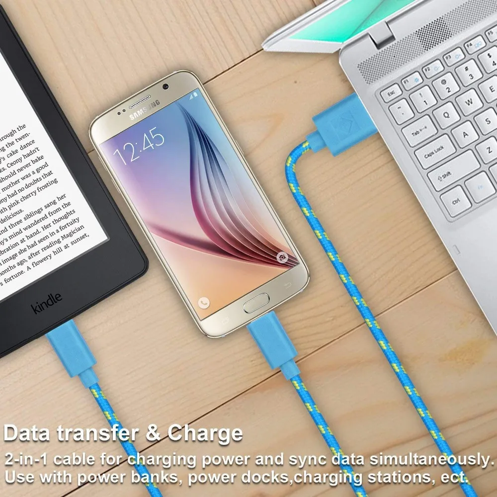 For iphone X 6 7 Data Charge Cable Micro USB 1M/2M/3M Nylon Braid 2.1A Fast Samsung Huawei Xiaomi Android Phone | Мобильные телефоны
