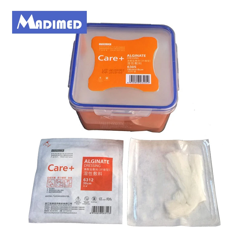 MADIMED 10Pcs/Lot Nonviscous Sterile Alginate Calcium Strips Moist Dressing For Lacuna & Antrum Wound Infected Wounds Ulcer Burn