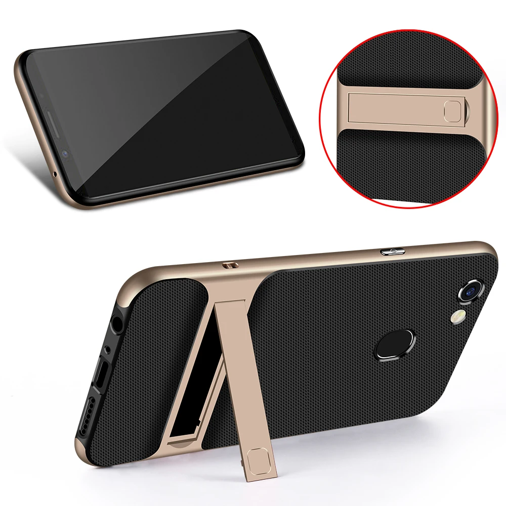 Чехол на заднюю панель мобильного телефона противоударный для OPPO F5 OPPOF5 силиконовый чехол 3D подставка держатель TPU PC Hybrid 360 полный защитный чехол сумка