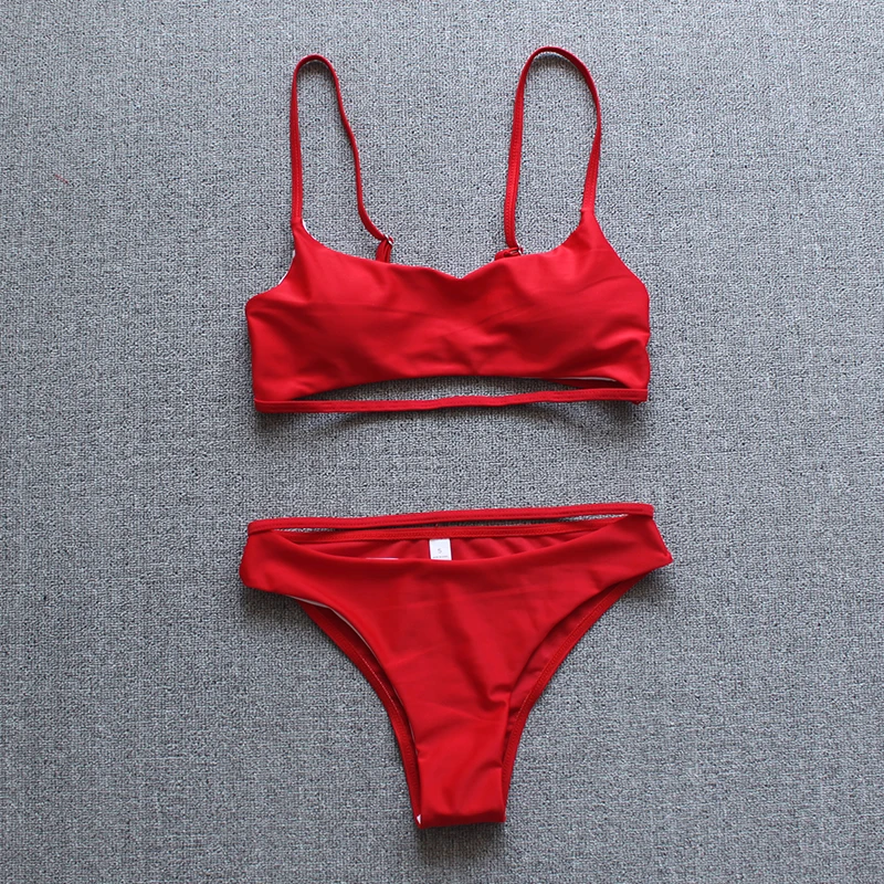 2019 сексуальное однотонное Бикини бандо в стиле ретро купальный костюм женский с