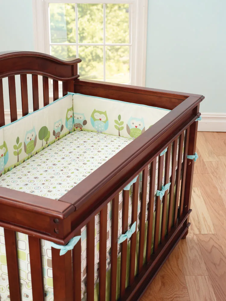 

Promotion! 6PCS Bedding Set, Baby Safe Sleeping Baby Bed Bumpers Set,,(4bumper+bed cover+bed skirt)