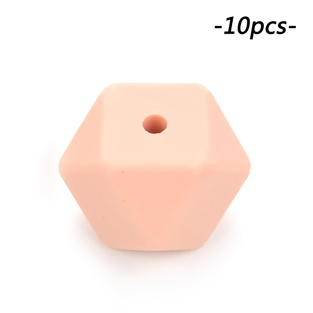 peachy LOFCA 10 шт. мини шестигранные силиконовые бусины 14 мм Прорезыватель для зубов Детские Прорезыватели Детские Силиконовые игрушки для изготовления ожерелья без бисфенола - Цвет: peachy