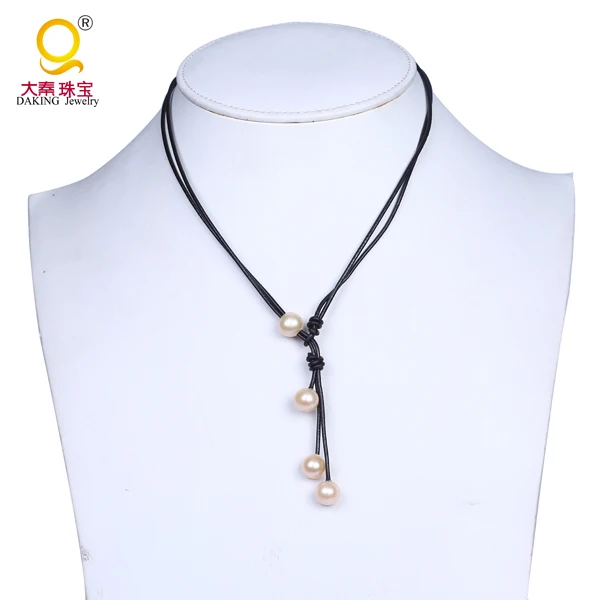 Ожерелье Daking из натурального жемчуга кожаная веревка ожерелья ожерелье-чокер