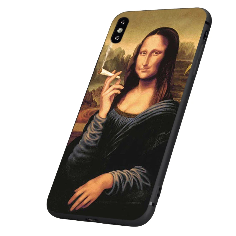 Черный чехол из ТПУ для iphone 5 5s se 6 6s 7 8 plus x 10 силиконовый XR XS 11 pro MAX Мона Лиза