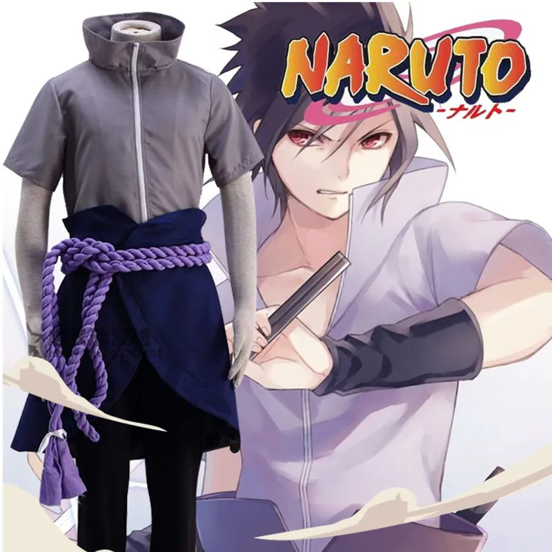 Горячая аниме Sasuke Учиха 4nd Косплэй костюм ниндзя как у героя мультфильма Саскэ
