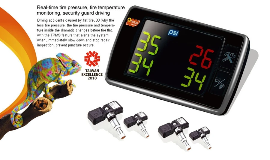 Udricare Оранжевый TPMS P409S автомобильные системы контроля температуры давления в шинах 4 внутренних датчика дисплей целые наборы