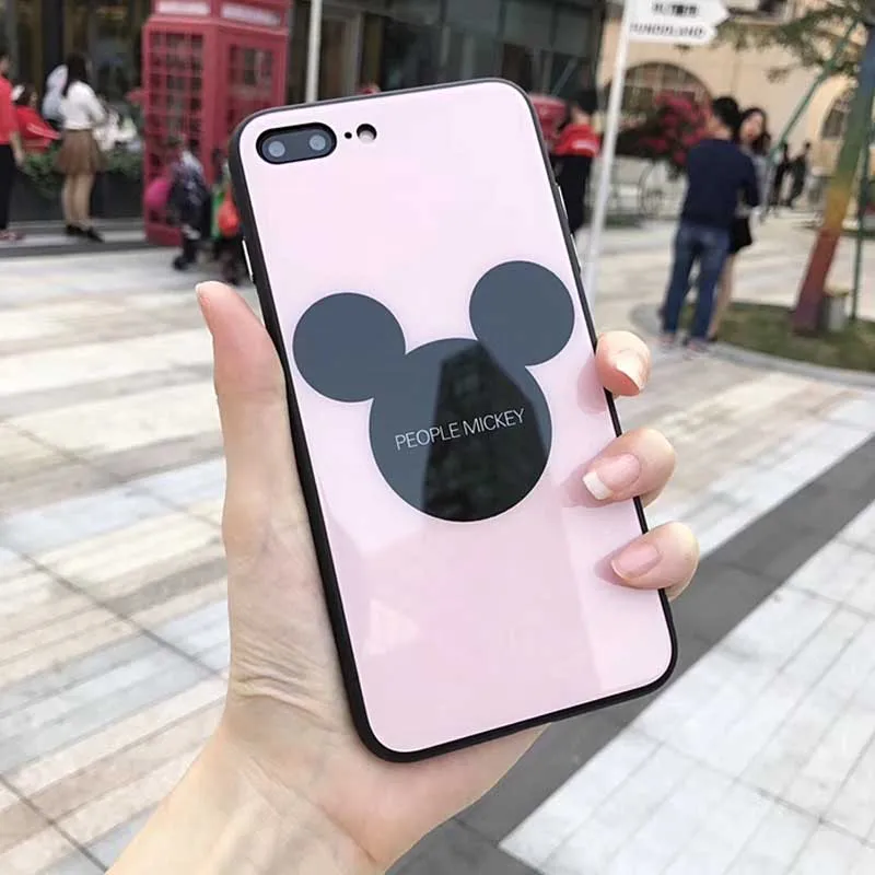 Jiban с Микки Маусом телефон Чехол для IPhone X закаленное Стекло Глянцевая Твердый