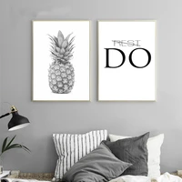 word pineapple grey theme nordic simple style home decor no frame painting poster canvas painting space wall art for living room