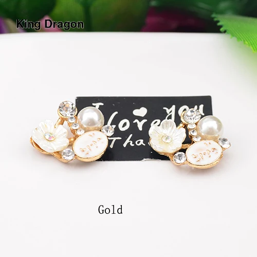 New Arrival Metal Rhinestone Pearl Embellishment Used On Headband Flat Back 10PCS/Lot Silver Or Gold Color KD571