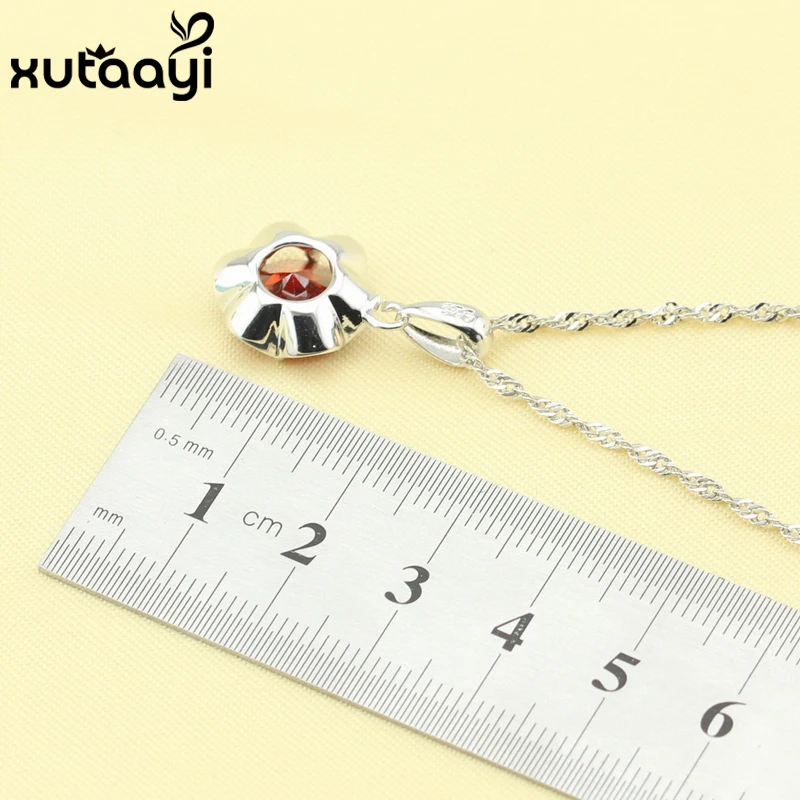 Женский комплект ювелирных изделий красный гранатовый серебряное ювелирное