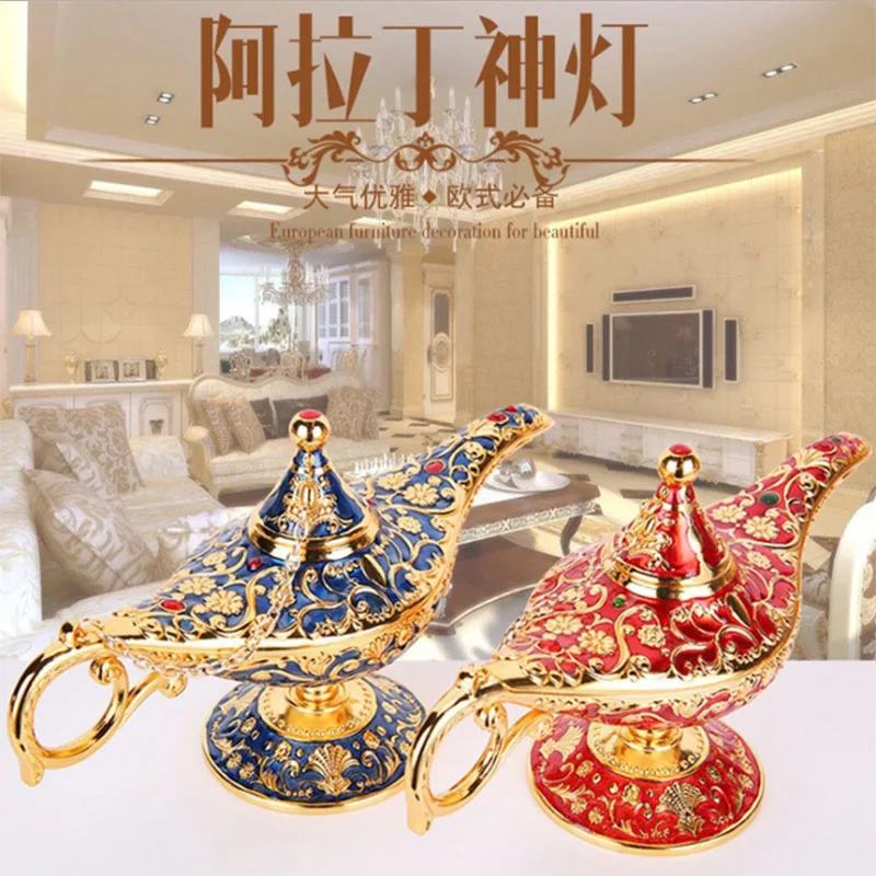 22 см элегантный винтажный металлический резной светильник Аладдин лампа желая