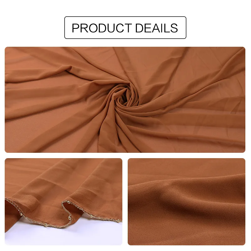 Новый стиль квадратный шифоновый хиджаб с пузырьками шарф позолоченная цепочка