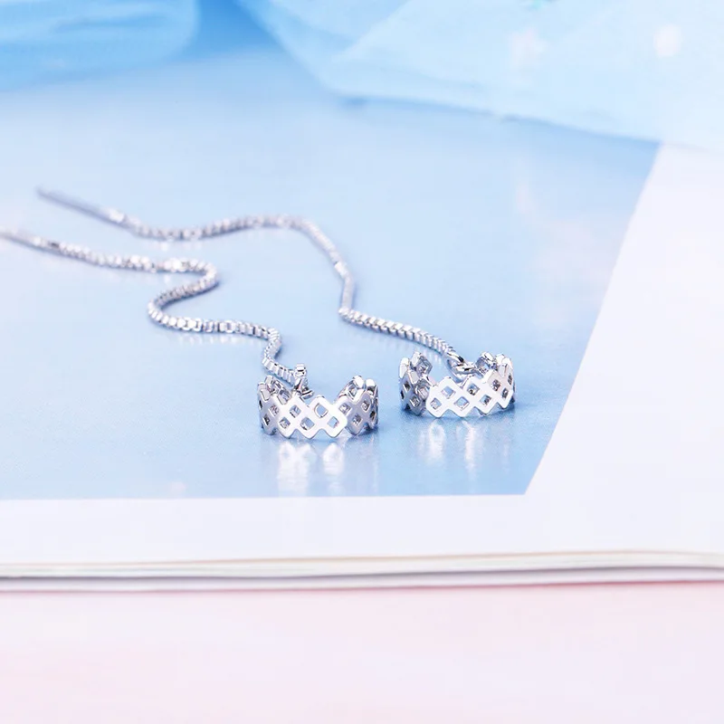 S темпераментные южнокорейские простые геометрические длинные серьги с