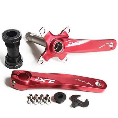 CRANK with BB Red CNC Untralight велосипедный шатун MTB шатун для дорожного велосипеда набор с осью алюминиевый сплав Кривошип для BCD104 велосипед Dh Кривошип группа - Цвет: CRANK with BB Red