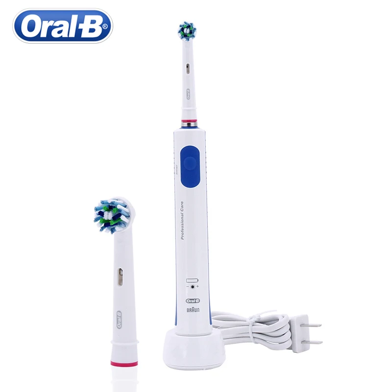 Оригинальная электрическая зубная щетка Oral B Pro600 Plus с 2 насадками для глубокого