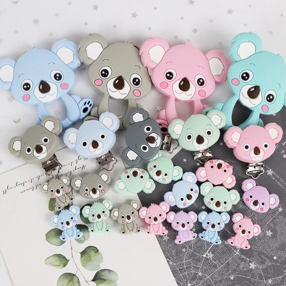 TYRY. HU Koala детские силиконовые для Прорезывание Зубов Бусины пищевого класса DIY аксессуары детские товары прорезывание зубов ожерелье для кормления соски Клипсы из бисера