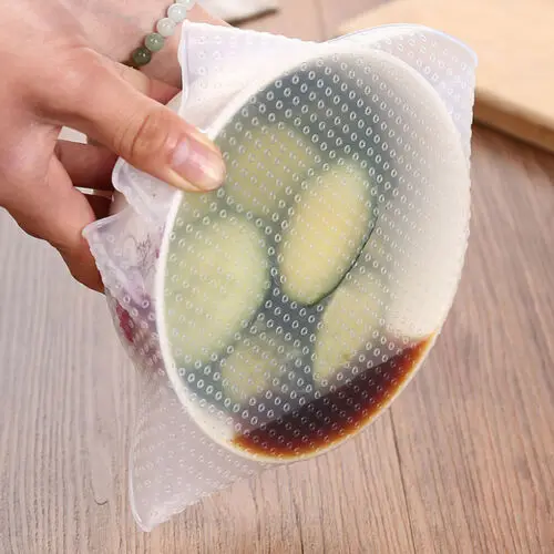 4/6Pcs Silicone Stretch Lids Reusable Airtight Food Wrap Covers Keeping Fresh Seal Bowl Stretchy Cover Kitchen Cookware | Дом и сад