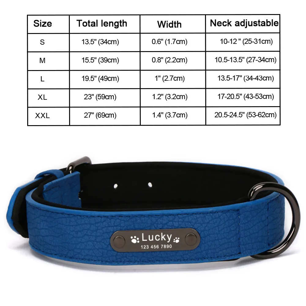 Navyblue Dog Collar Индивидуальный ошейник для собак, персонализированные ошейники для собак с гравировкой имени, ошейник для больших и маленьких собак, ошейники для щенков, ID Ошейники, регулируемое ожерелье для кошек - Цвет: Navyblue Dog Collar