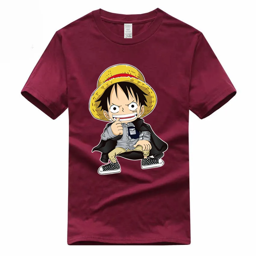 One Piece Luffy японский знаменитый аниме европейский размер 100% хлопковая футболка