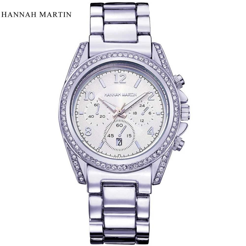 Hannah Martin роскошные Брендовые Часы для женщин нержавеющая сталь бриллианты