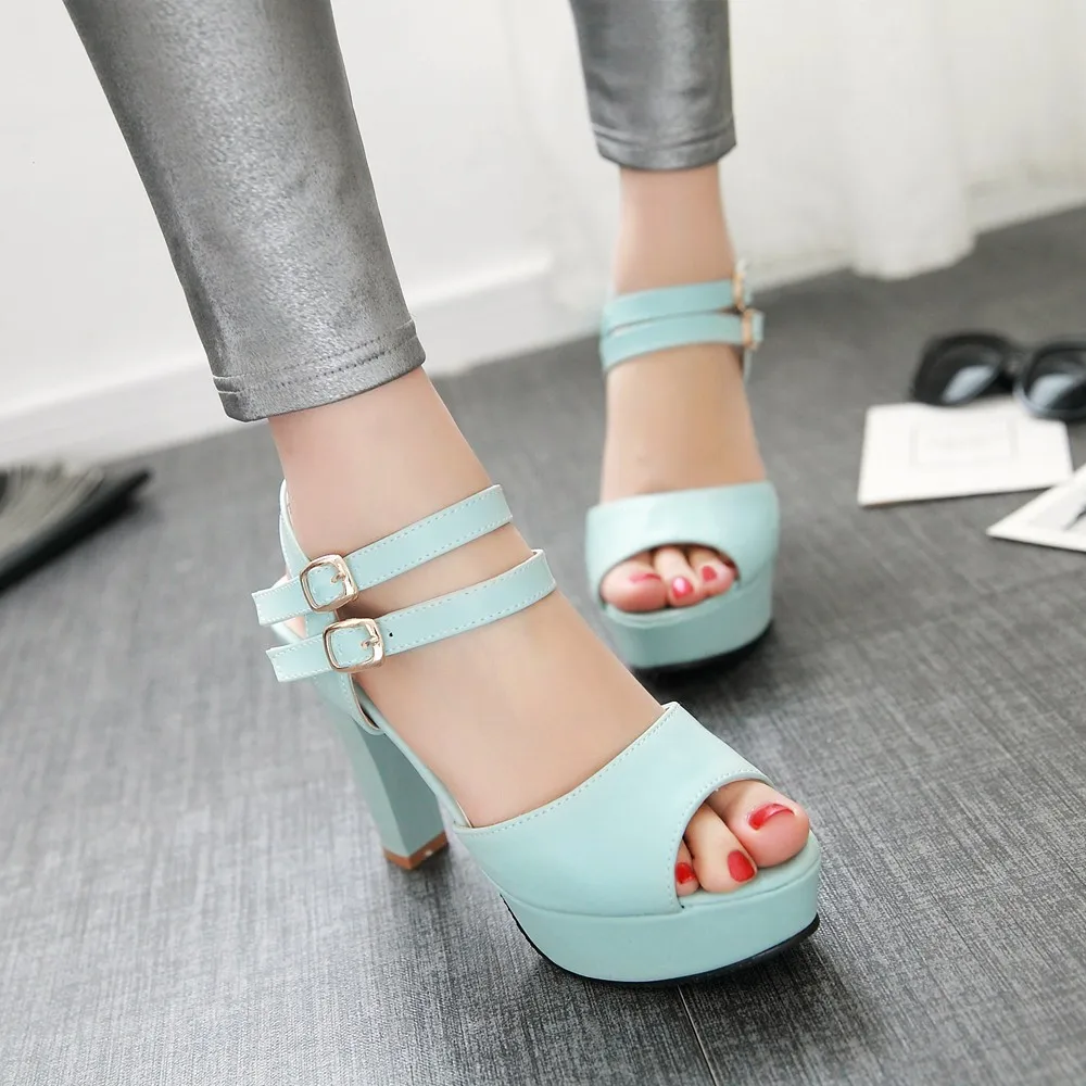 New arrival summer plus size 12 13 14 fashion sexy Peep Toe Hand sewn Rough with Super High Heels sandals ladies | Обувь