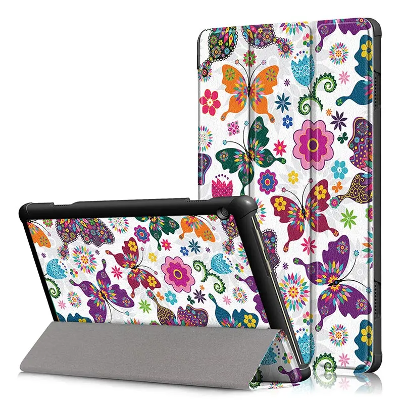 Butterfly Чехол для lenovo Tab M10 TB-X605F с красивым принтом, трехслойный Магнитный чехол Tab M10 M 10X605 X605f, защитный чехол для планшета - Цвет: Butterfly