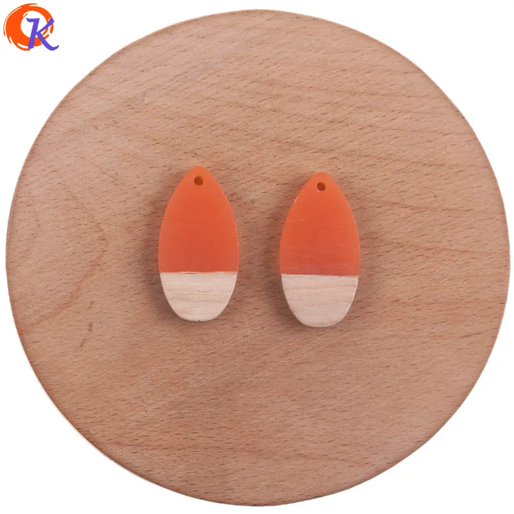 Orange Сердечный Дизайн 50 шт 16*31 мм ювелирные аксессуары/DIY Изготовление сережек/натуральное дерево и смола/форма капли/ручной работы/фурнитура для сережек - Цвет: Orange