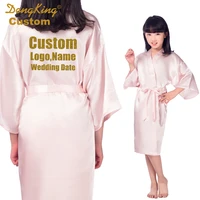 dongking kids custom robes bridal party kid kimono robe personalize wedding birthday party girl children satin robes