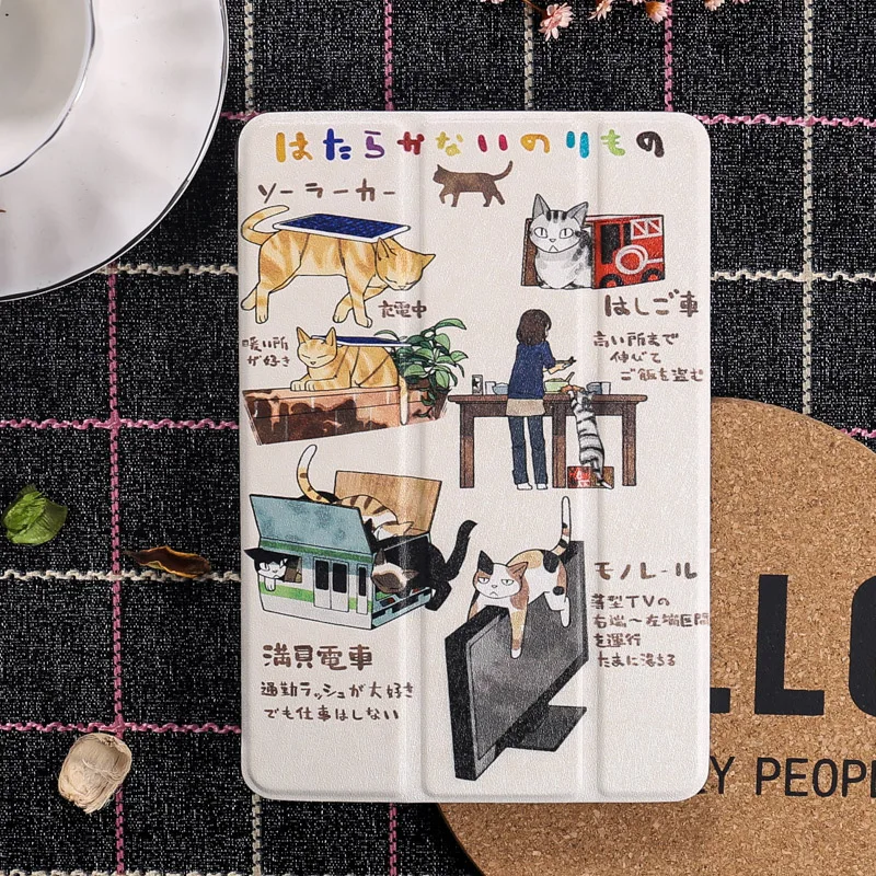 Япония cat Чехол-книжка на магнитной застежке чехол Чехол для iPad Pro 9,7 10,5 11 12,9 воздуха Air2 Mini 2 3 4 планшетный чехол для iPad 9,7
