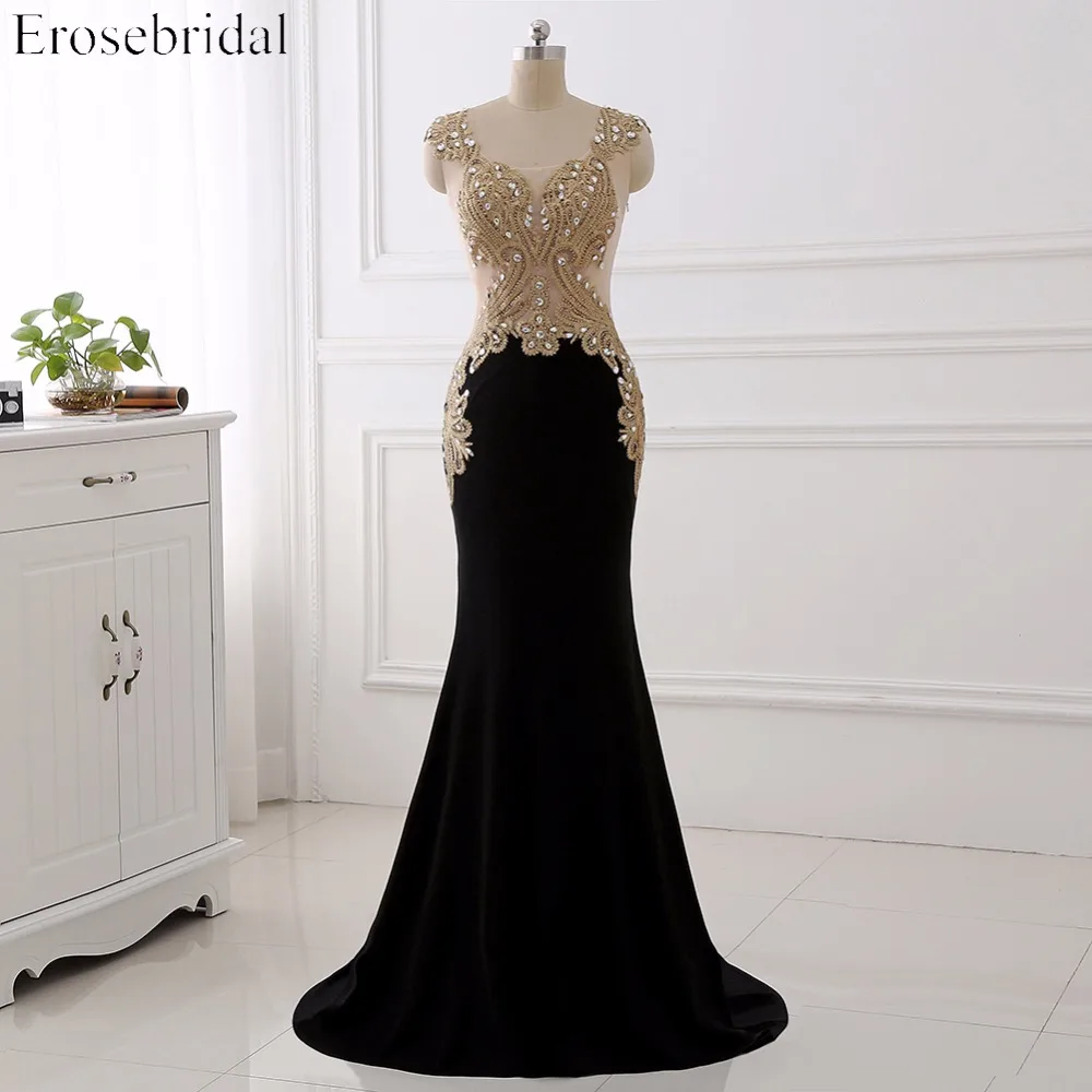 Женское вечернее платье Русалка Erosebridal золотистое кружевное со шлейфом
