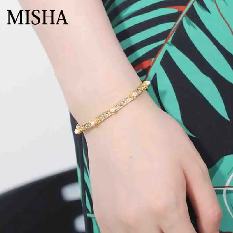 MISHA New Elegant Carving Bracelets Bangles For Women Adjustable Handmade Enamel Glaze Mini Rose Gift Couple Bracelet L753 | Украшения и