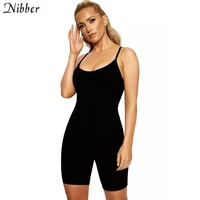 nibber black basic sleeveless playsuits womens 2019 summer fashion elastic soft casual wear playsuits jogging sportswear mujer