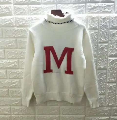 New Women's high collar long sleeve letter jacquard Sweater top fashion classic wild | Женская одежда