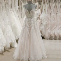 robe de mariee spaghetti strap beach wedding dresses 2022 simple white lace tulle casamento bridal gown custom made