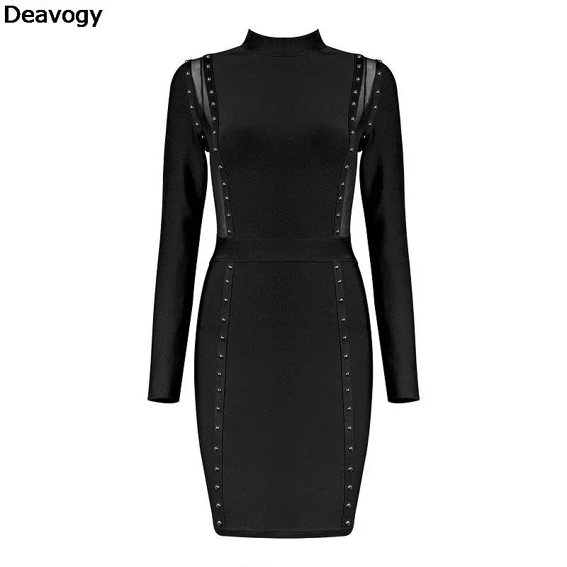 Deavogy Новинка 2017 года красные черные с длинным рукавом Элегантная Одежда высшего