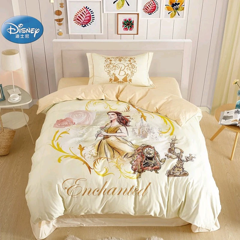 Детский комплект постельного белья с 3D принтом принцессы Красавица и чудовище